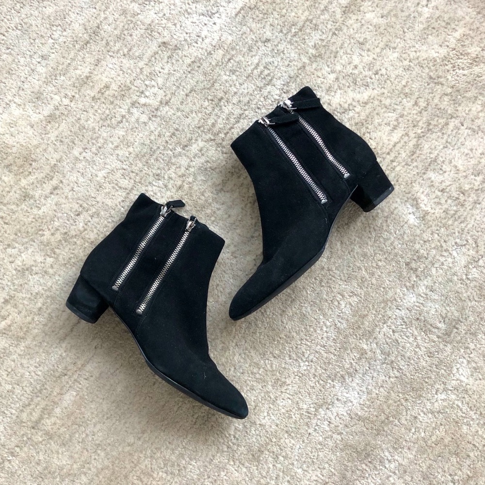 Nine West Side Black Ankle suede booties Sz 7.5